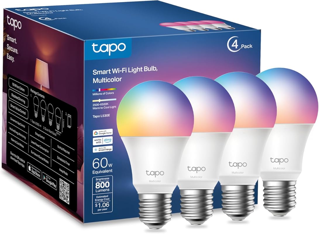 Tapo TP-Link Dimmable Smart Color Changing Bulbs compatible with Alexa