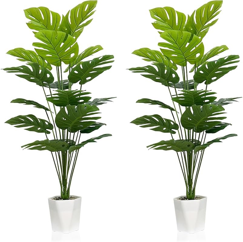 Set of Two Artificial Monstera