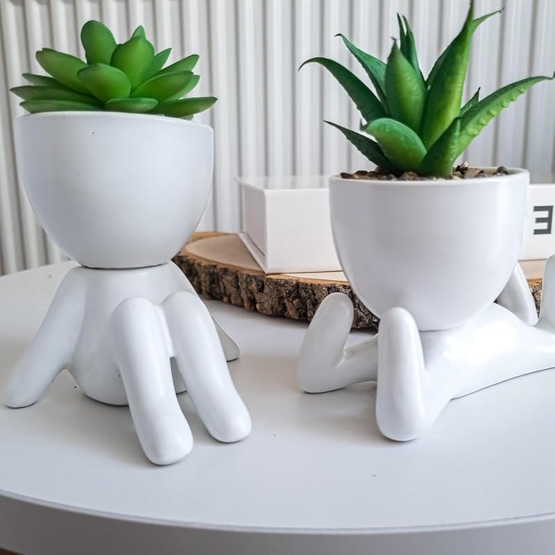 Small Artificial Succulent Plant in Decorative Pot for Office Desk Acc