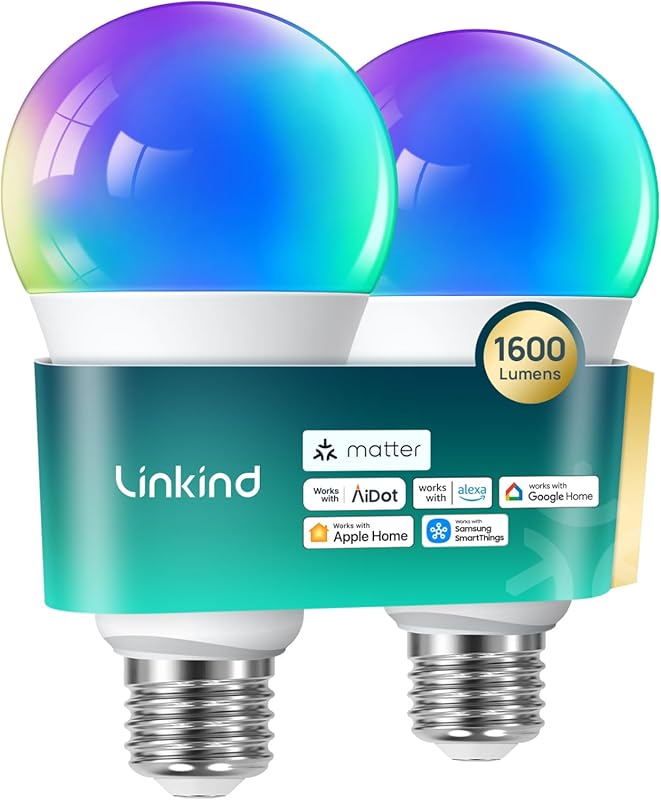 Linkind Matter Smart WiFi Bulb for Apple HomeKit, 100W Equivalent High