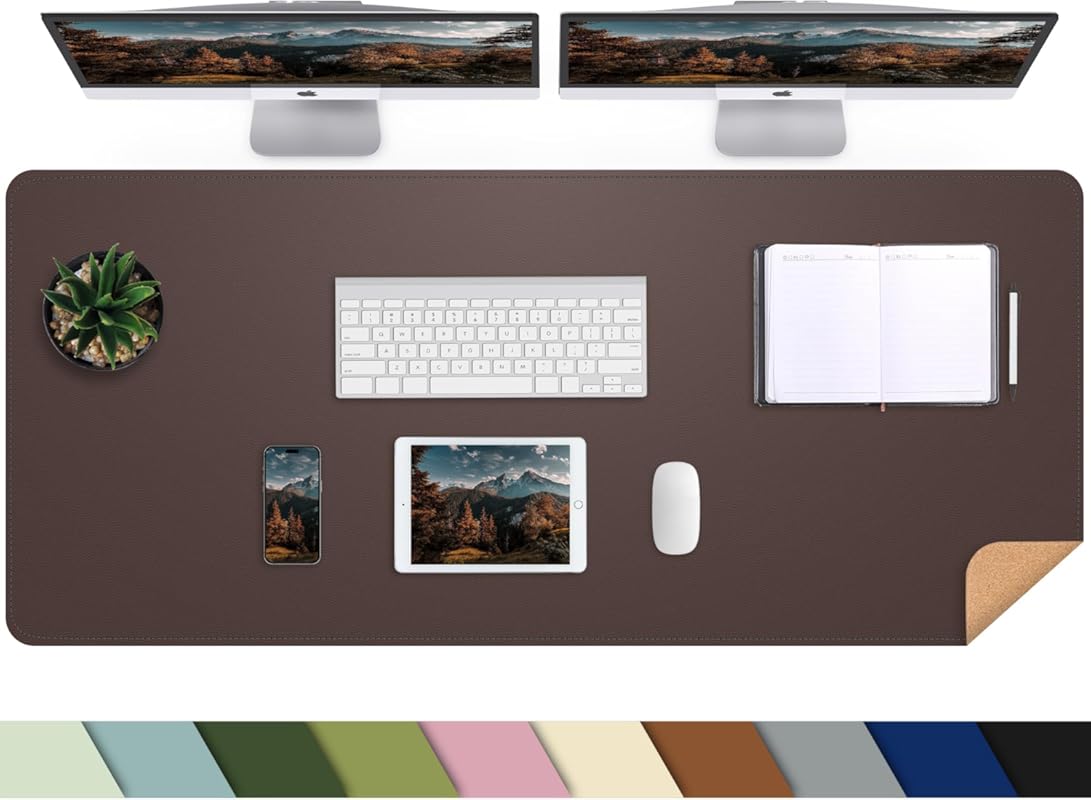 Large Coffee Leather Desk Mat