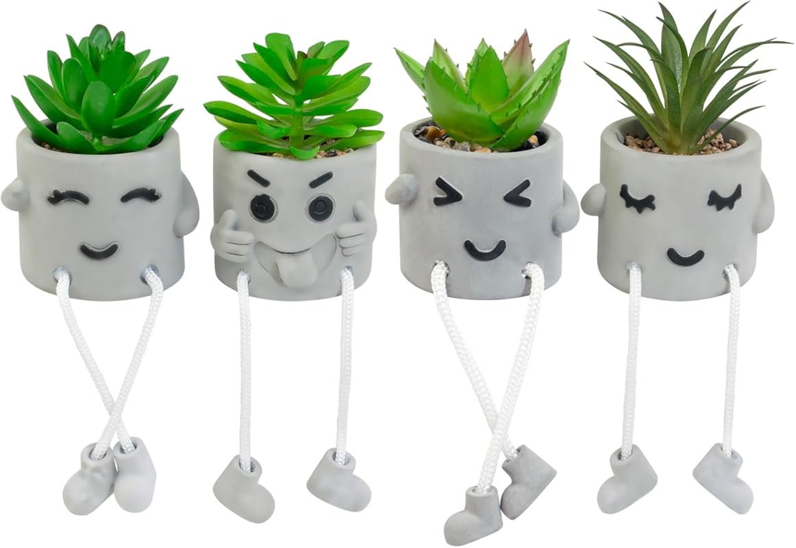 Set of Four Small Faux Succulents