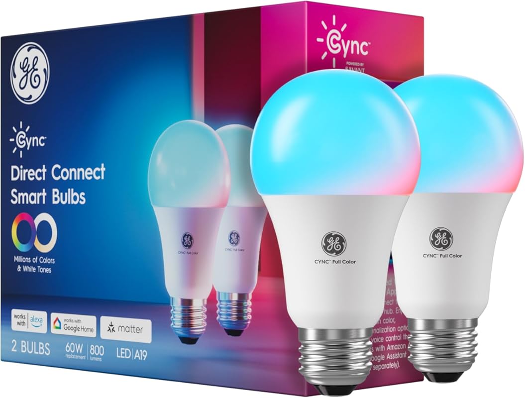 GE Cync A19 Smart Color Changing Bulbs