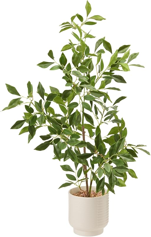 Realistic 27 Inch Artificial Ficus Leaf Tree in Ceramic Pot for Profes