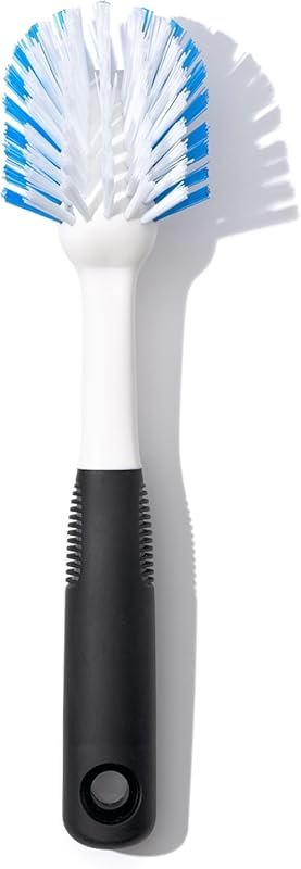 OXO Good Grips Dish Scrub Brush with Nylon Bristles and Scraper, Non-S