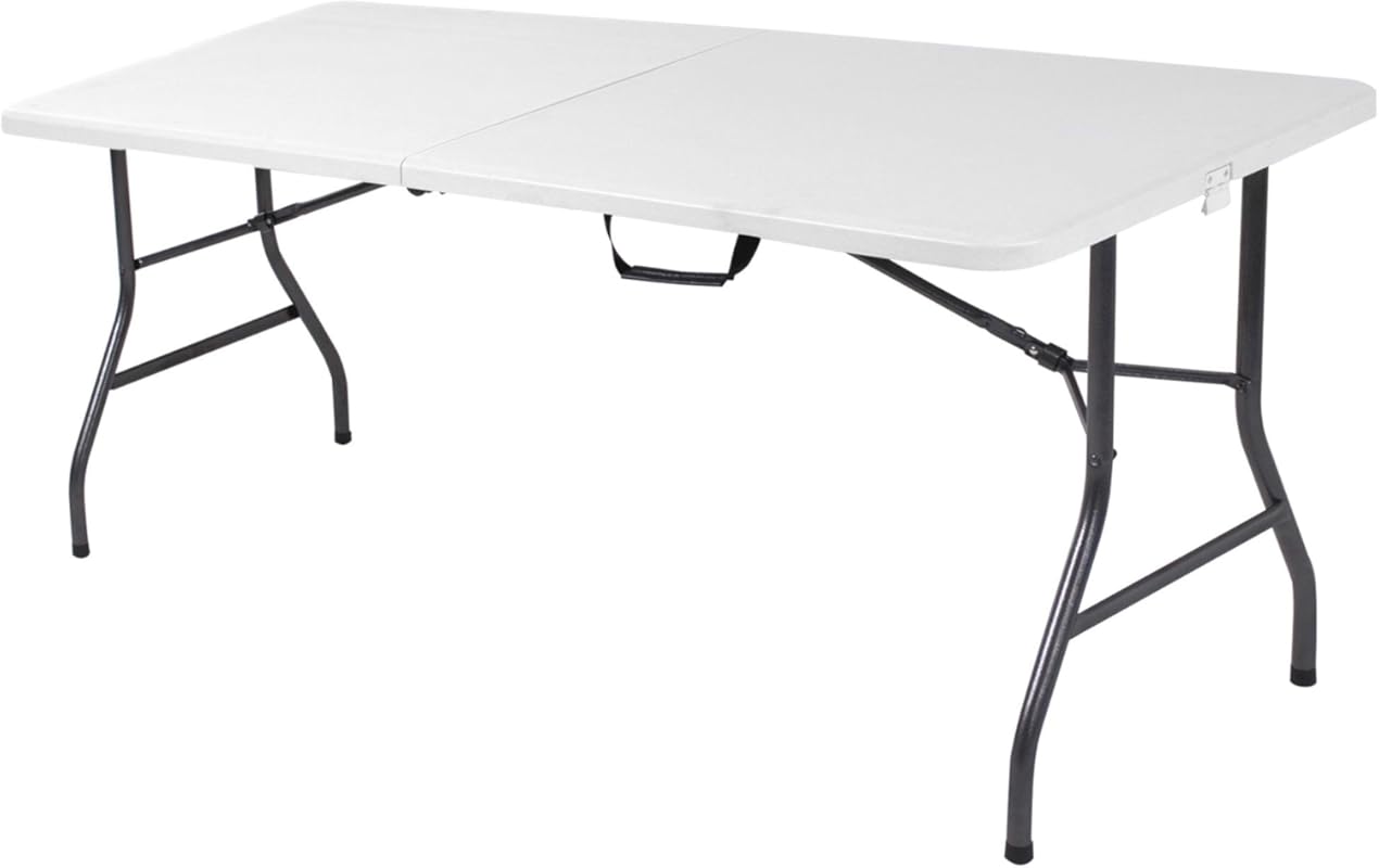 Cosco 6ft Fold-in-Half Blow Molded Folding Table, Indoor/Outdoor, Comf