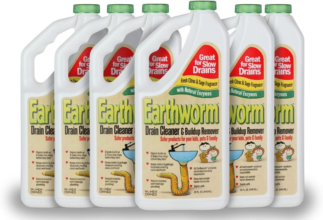 Earthworm Drain Cleaner - Drain Deodorizer - Natural and Safer for Fam