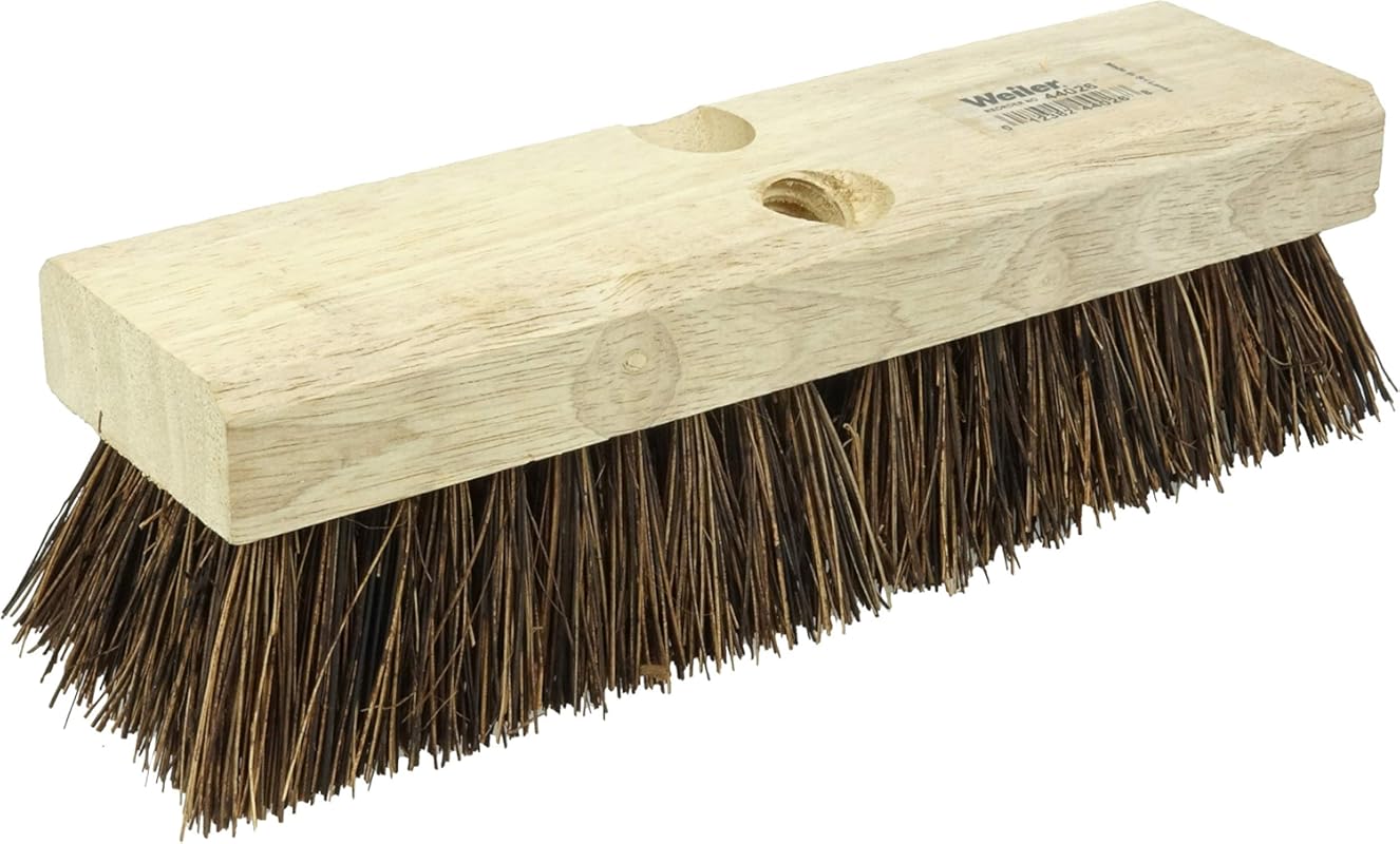 Weiler Heavy Duty Deck Scrub Brush with Natural Palmyra Bristles for W
