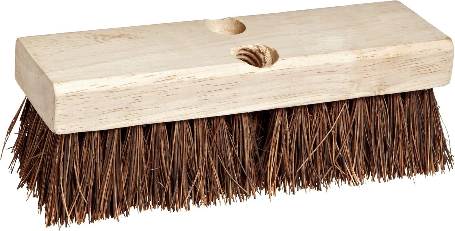 Weiler deck scrub brush, wood block with natural palmyra bristles for