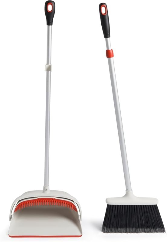 OXO large upright sweep broom and dustpan set, best broom with dustpan