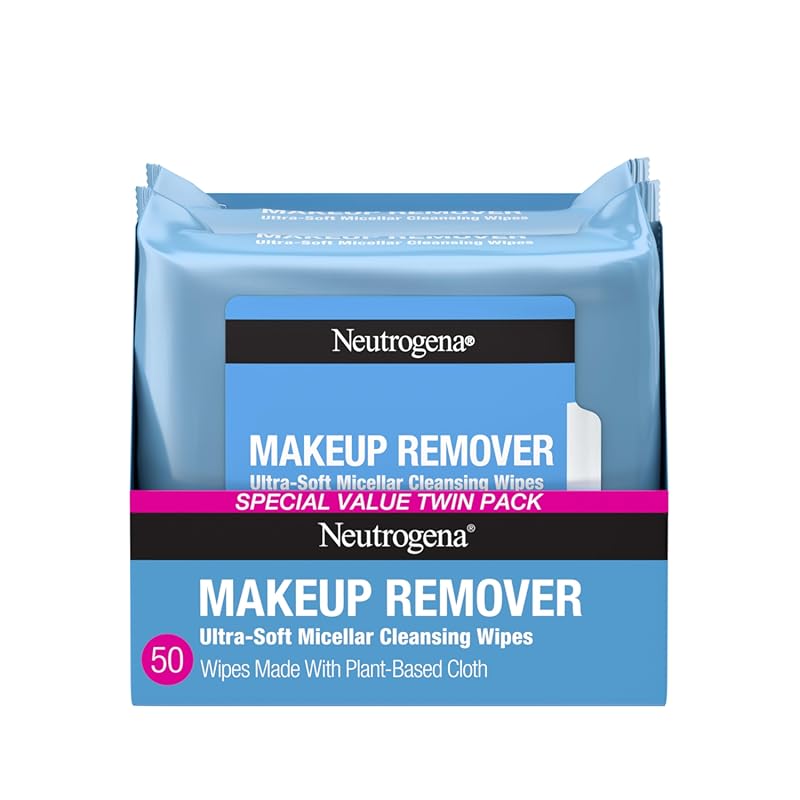 Neutrogena Micellar Makeup Remover Face Wipes, Alcohol-Free Compostabl