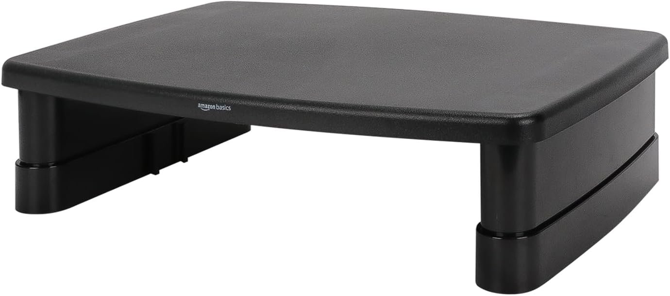 Amazon Basics height adjustable monitor riser with storage, fits monit