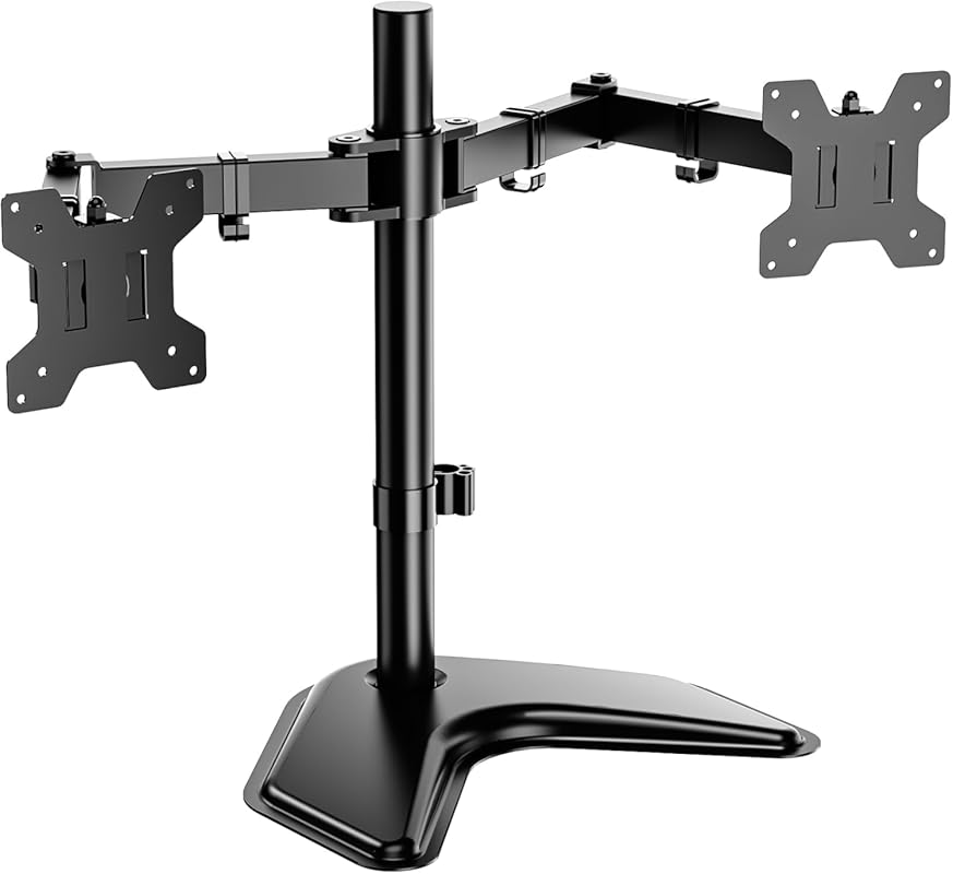 WALI dual monitor stand for two up to 27 inch screens, freestanding fu