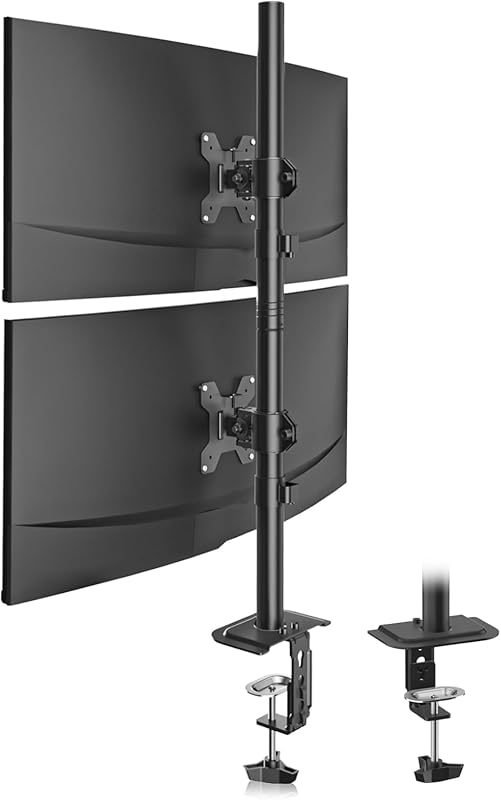 Suptek vertical dual monitor desk mount for two 32-inch screens, extra