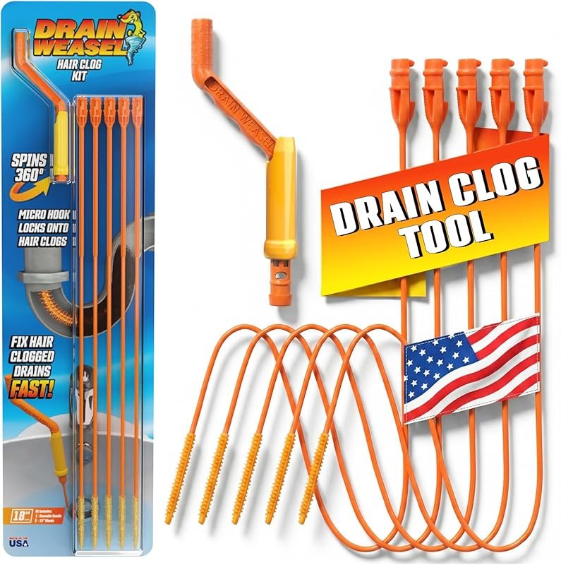 FlexiSnake Drain Weasel Sink Snake Tool with Handle for Removing Hair