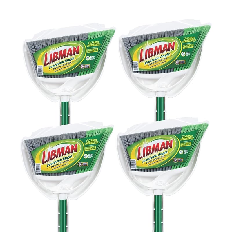 Libman Precision Angle Broom with dustpan, steel handle and flagged br