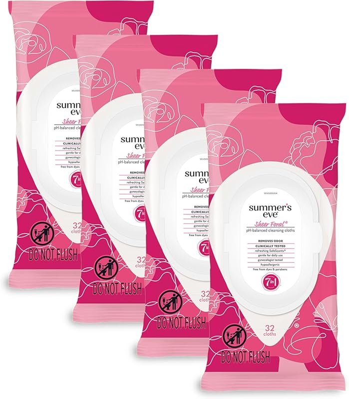 Summer's Eve Sheer Floral Daily Feminine Wipes, Refreshing pH-Balanced