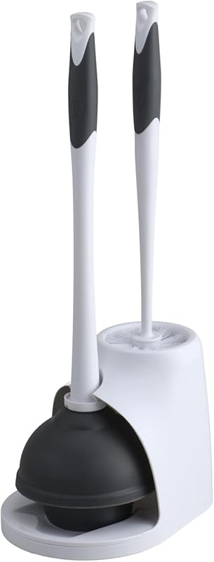 Clorox Toilet Plunger and Bowl Brush Combo with Storage Caddy for Effe