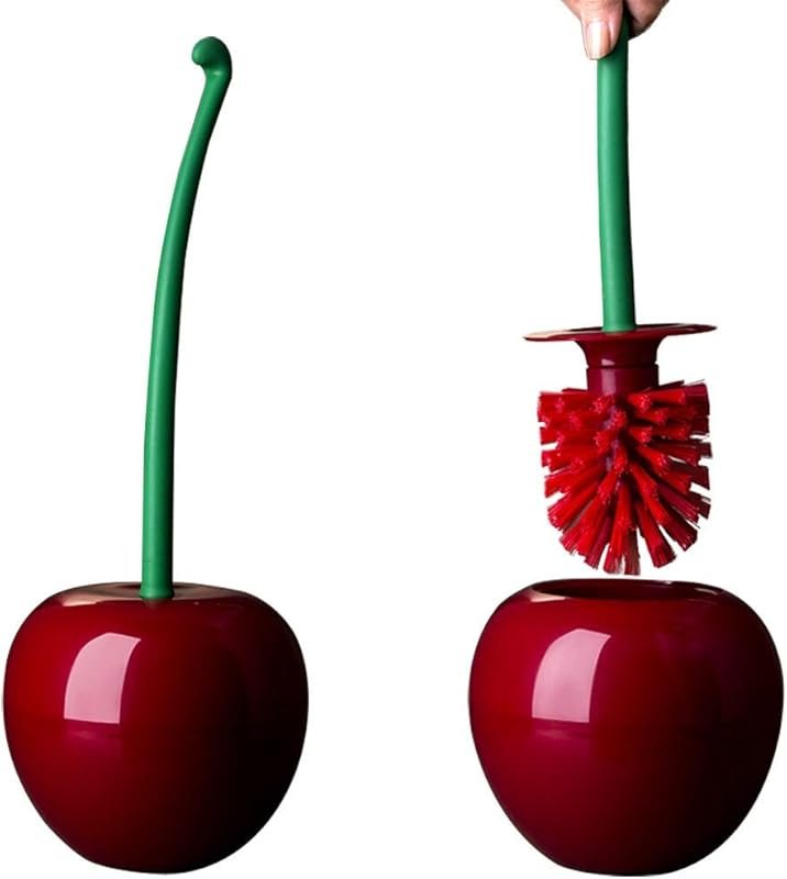 Dora Bridal Cherry Toilet Brush and Holder Set with Long Handle for Cu