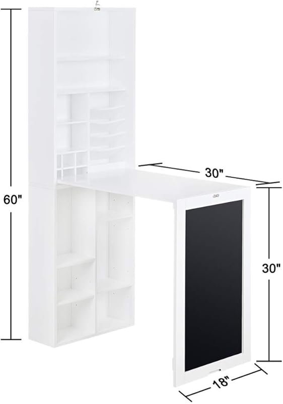 Utopia Alley Collapsible Fold Down Desk with Storage Cabinet and Botto