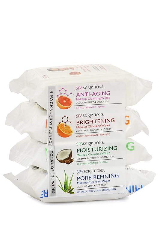Spascriptions Anti-Aging Brightening Face Wipes, Collagen and Vitamin