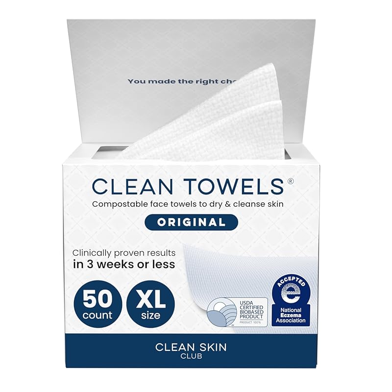 Clean Skin Club Clean Towels XL Disposable Face Wipes, Ultra Soft Biob