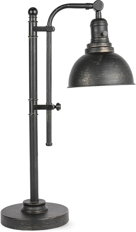 Rustic Adjustable Desk Lamp in Aged Bronze, Industrial Style Task Lamp