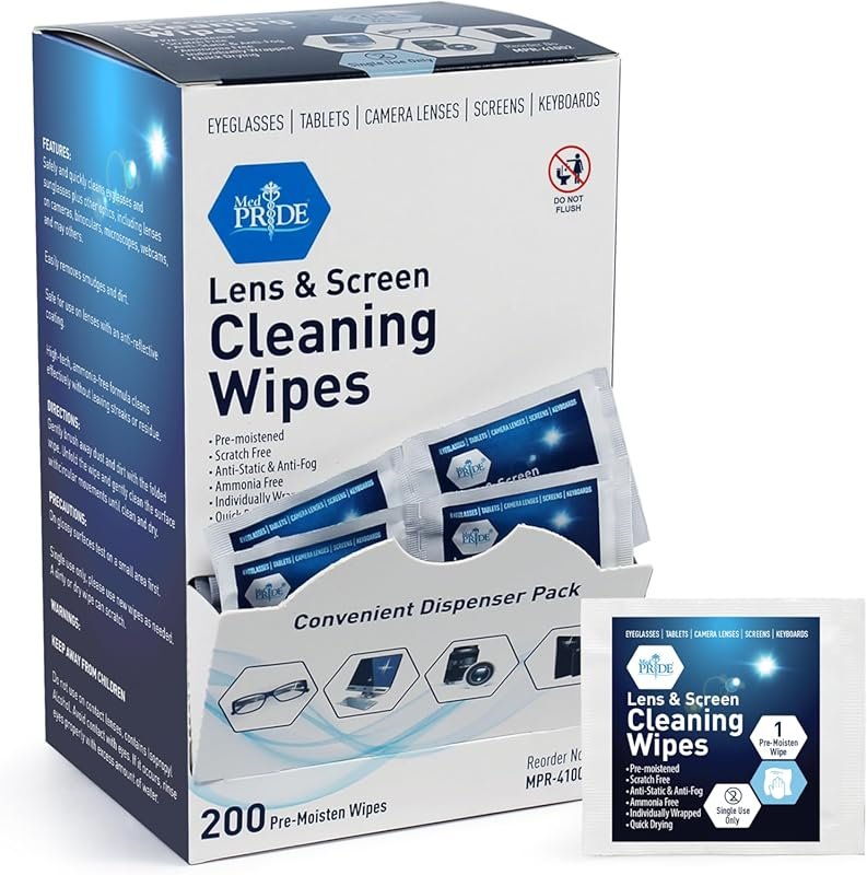MED PRIDE Anti-Fog Lens and Screen Cleaning Wipes for Eyeglasses and T