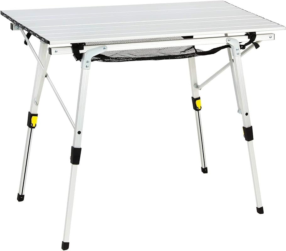 PORTAL Outdoor Folding Picnic Table - Adjustable Height Aluminum Roll