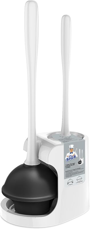 MR.SIGA Toilet Plunger and Bowl Brush Combo Set for Convenient Bathroo