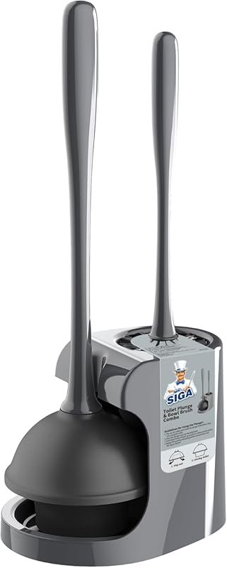 MR.SIGA Toilet Plunger and Bowl Brush Combo Set with Holder for Profes