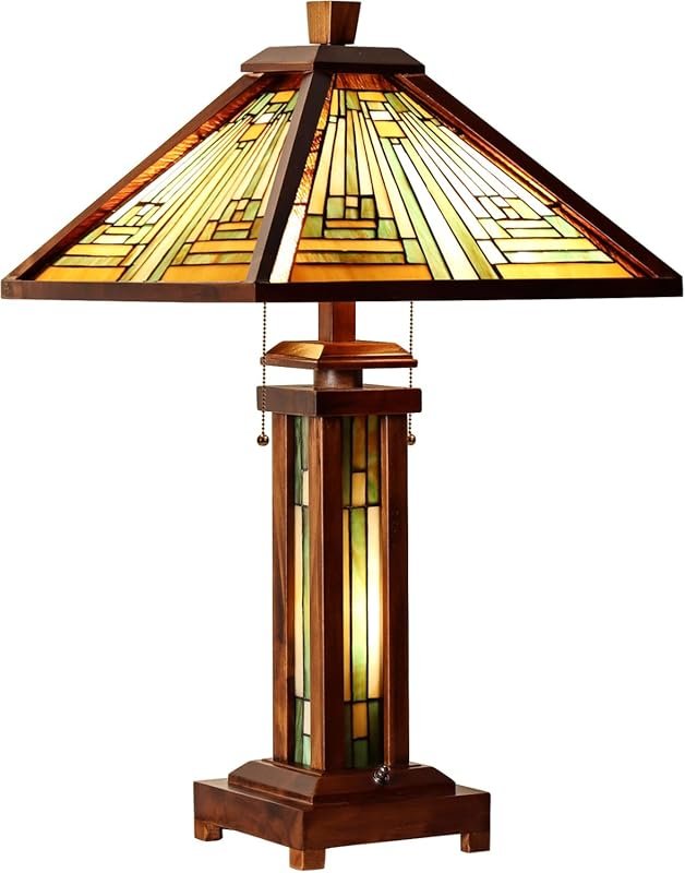 Capulina Tiffany Lamp Stained Glass Table Lamp 3-Light 15X15X26 Inches