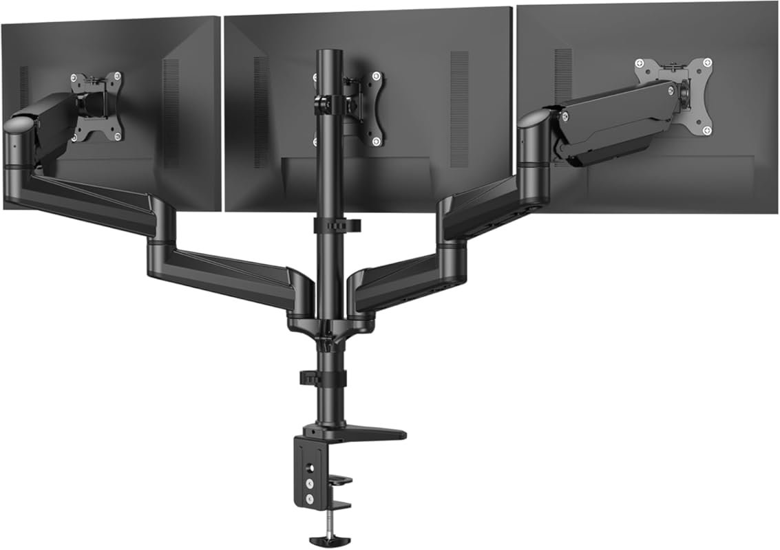 HUANUO Triple Monitor Mount for 17 to 32 inch Screens, Adjustment Gami