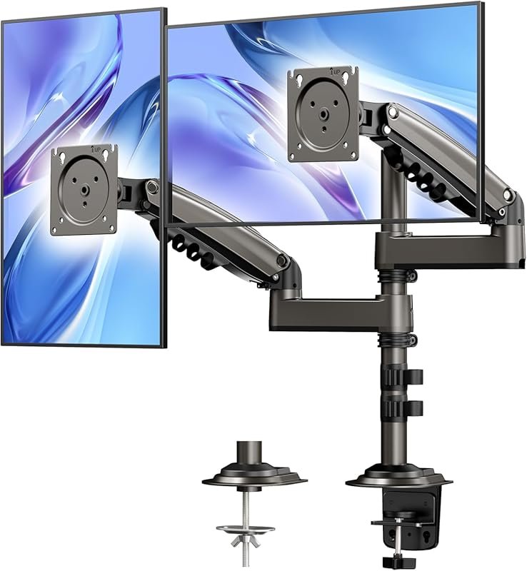 HUANUO Gaming Dual Monitor Stand for 17–32-inch Screens, Adjustable Ti