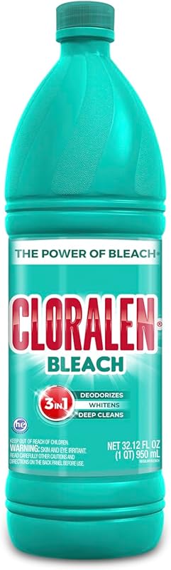 Cloralen liquid bleach deodorizes, whitens, and deep cleans laundry, b
