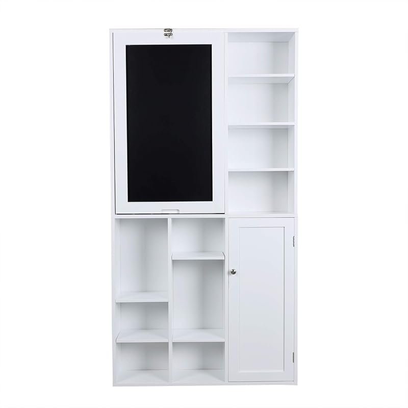 Utopia Alley Collapsible Fold Down Desk with Large Storage Cabinet and