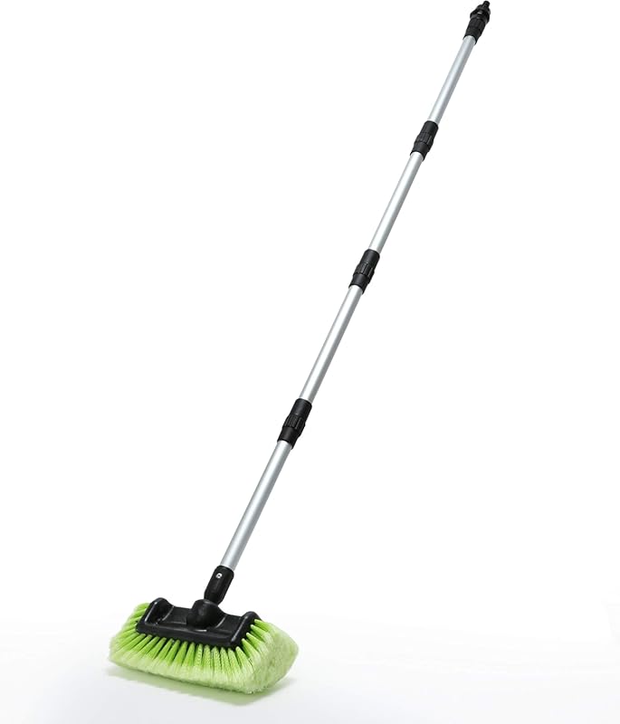 Forgrace 12-Inch Soft Bristle Scrub Brush with 60-Inch Handle for Viny