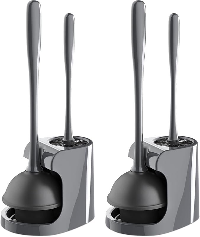 MR.SIGA Gray Toilet Plunger and Bowl Brush Combo