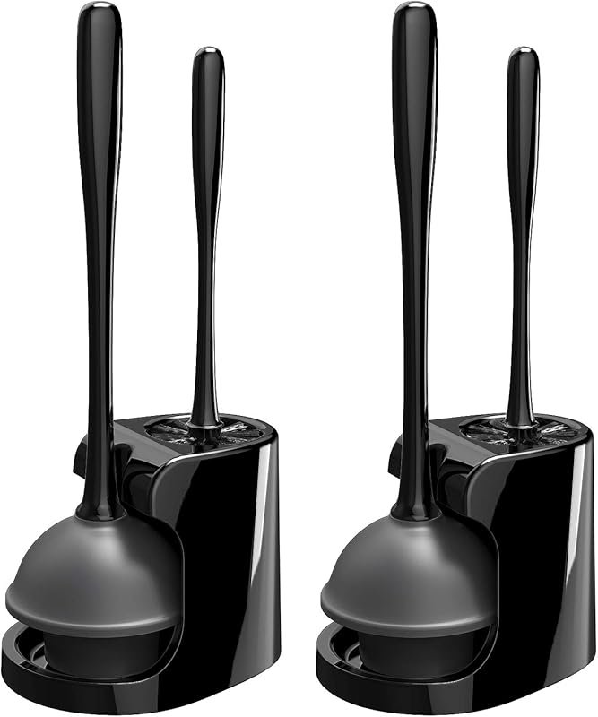 MR.SIGA Black Toilet Plunger Set