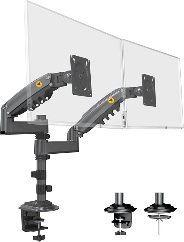 North Bayou H180-G dual monitor arm for two 27-inch screens, full moti