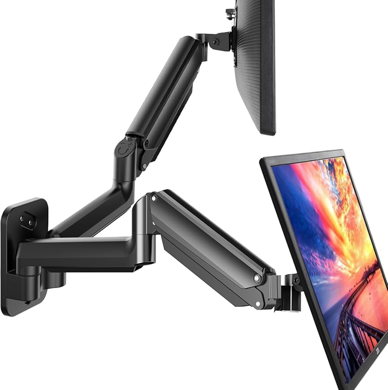 HUANUO dual monitor wall mount for 17–32 inch screens, height adjustab