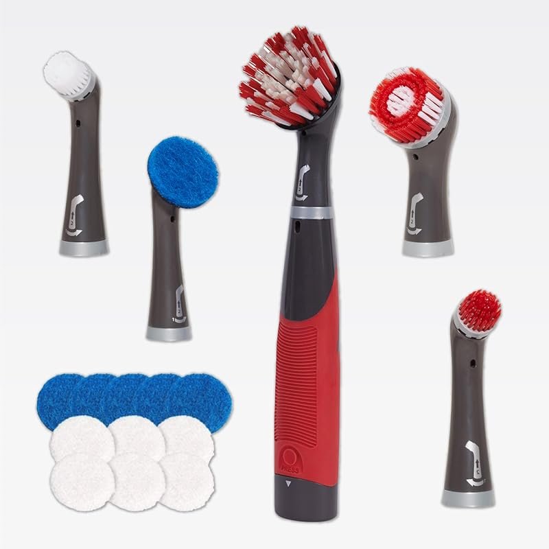 Rubbermaid Reveal Cordless Power Scrub Brush Kit, 18 Pieces, Water-Res