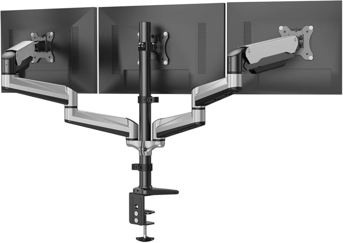 HUANUO Gaming Triple Monitor Stand, Full Motion Articulating Triple Mo