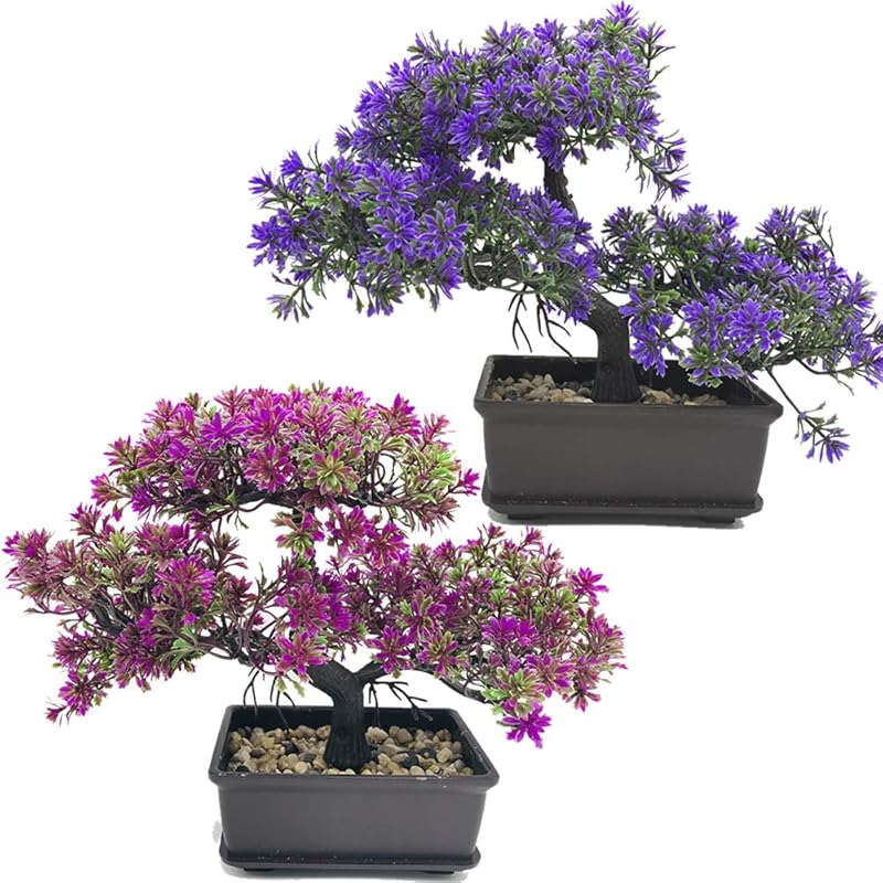 Artificial Bonsai Tree in Pot, Faux Japanese Pine Plant for Indoor Hom