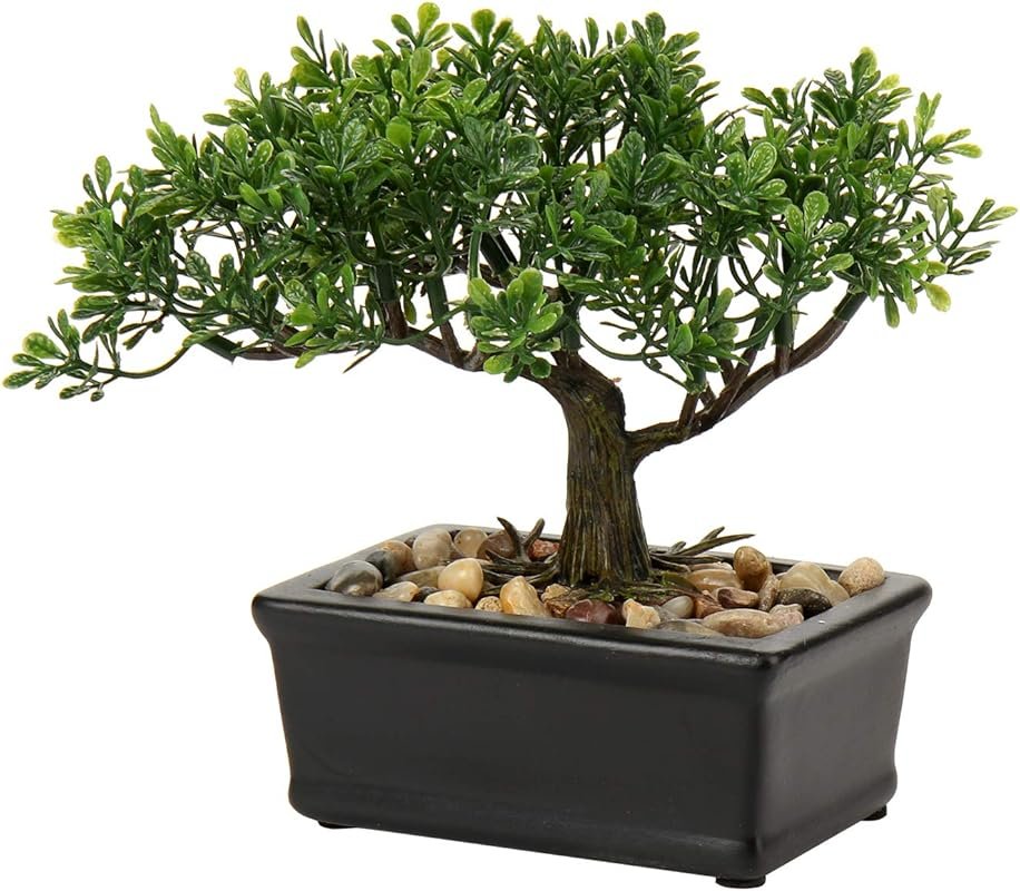 Small Fake Bonsai Tree in Ceramic Pot for Home and Office Decor