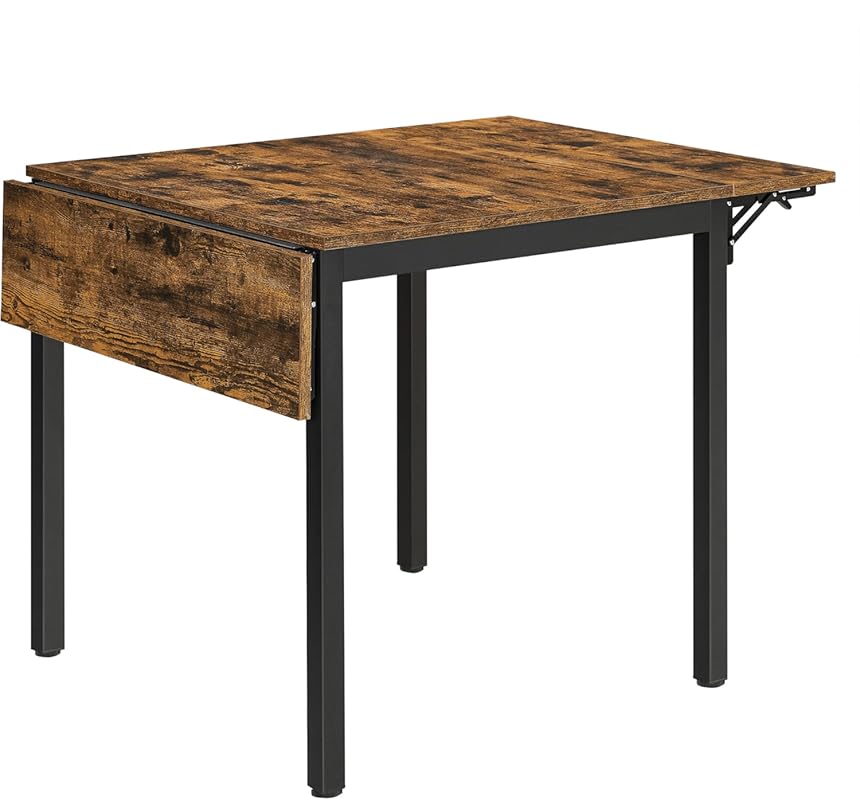 VASAGLE Folding Dining Table, Drop Leaf Table for Small Spaces, Seats