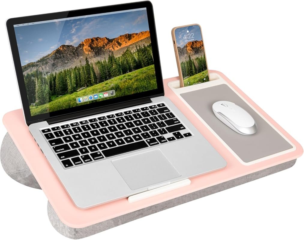 LAPGEAR Home Office Lap Desk with Device Ledge and Mouse Pad for Up to