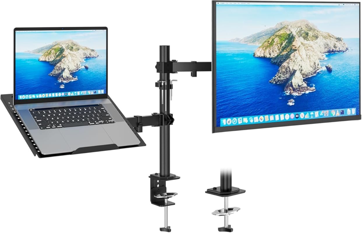 Redbat adjustable monitor arm with vented tray fits 13 to 32 inch scre