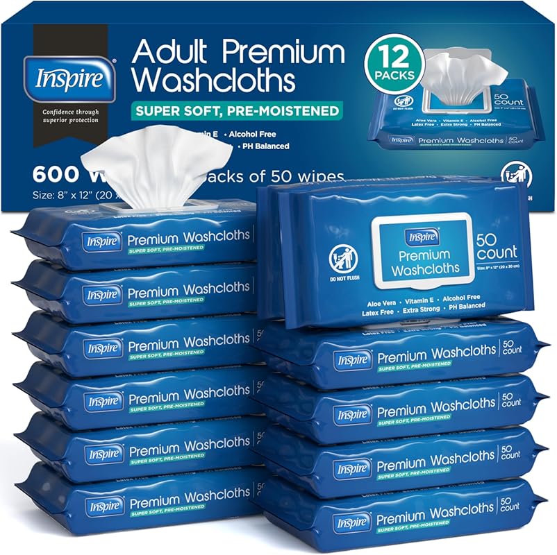Inspire Adult Wet Wipes, Extra Large Incontinence Washcloths for Elder
