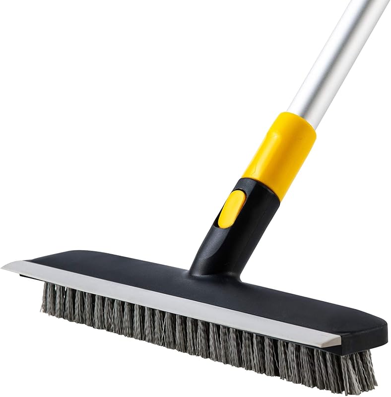 Yocada Floor Scrub Brush Telescopic Handle 2 in 1 Scrape Brush Stiff B